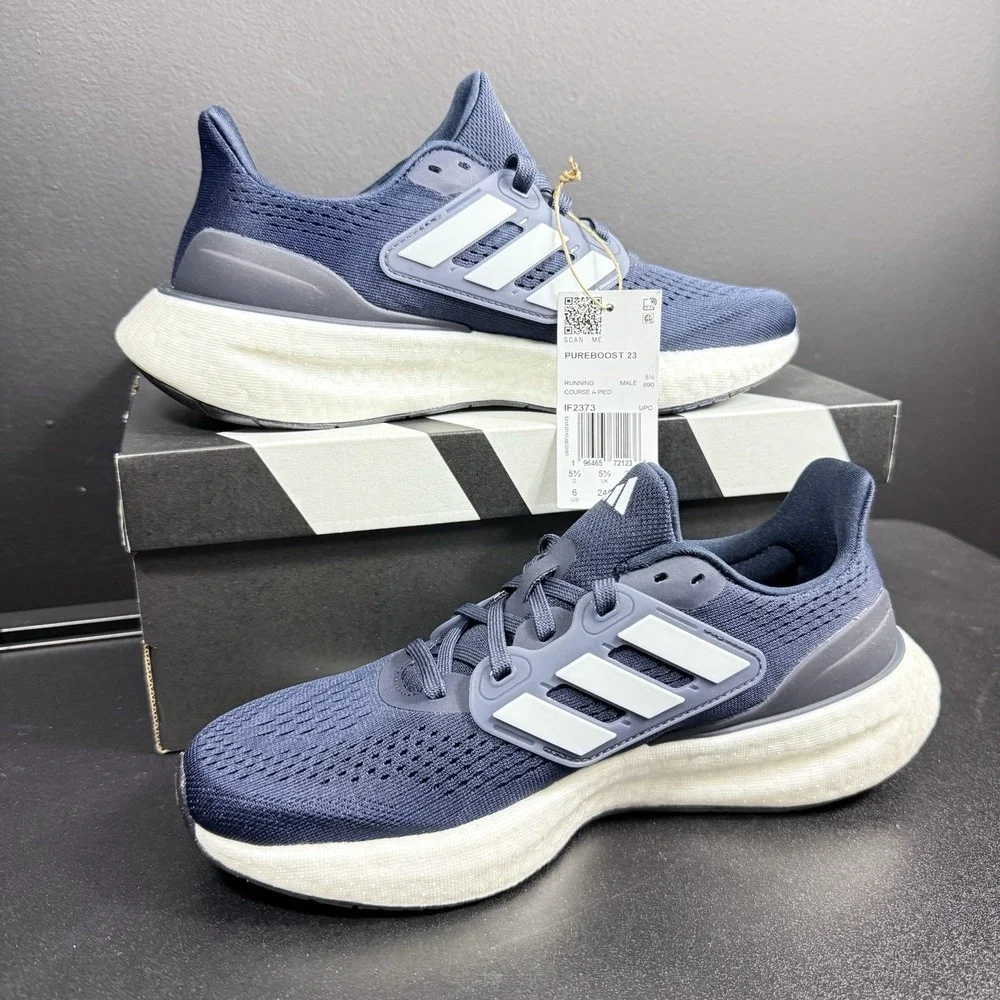 Adidas Men's Pureboost 23 IF2373 Navy Blue White Boost Sneakers‎ Size 6